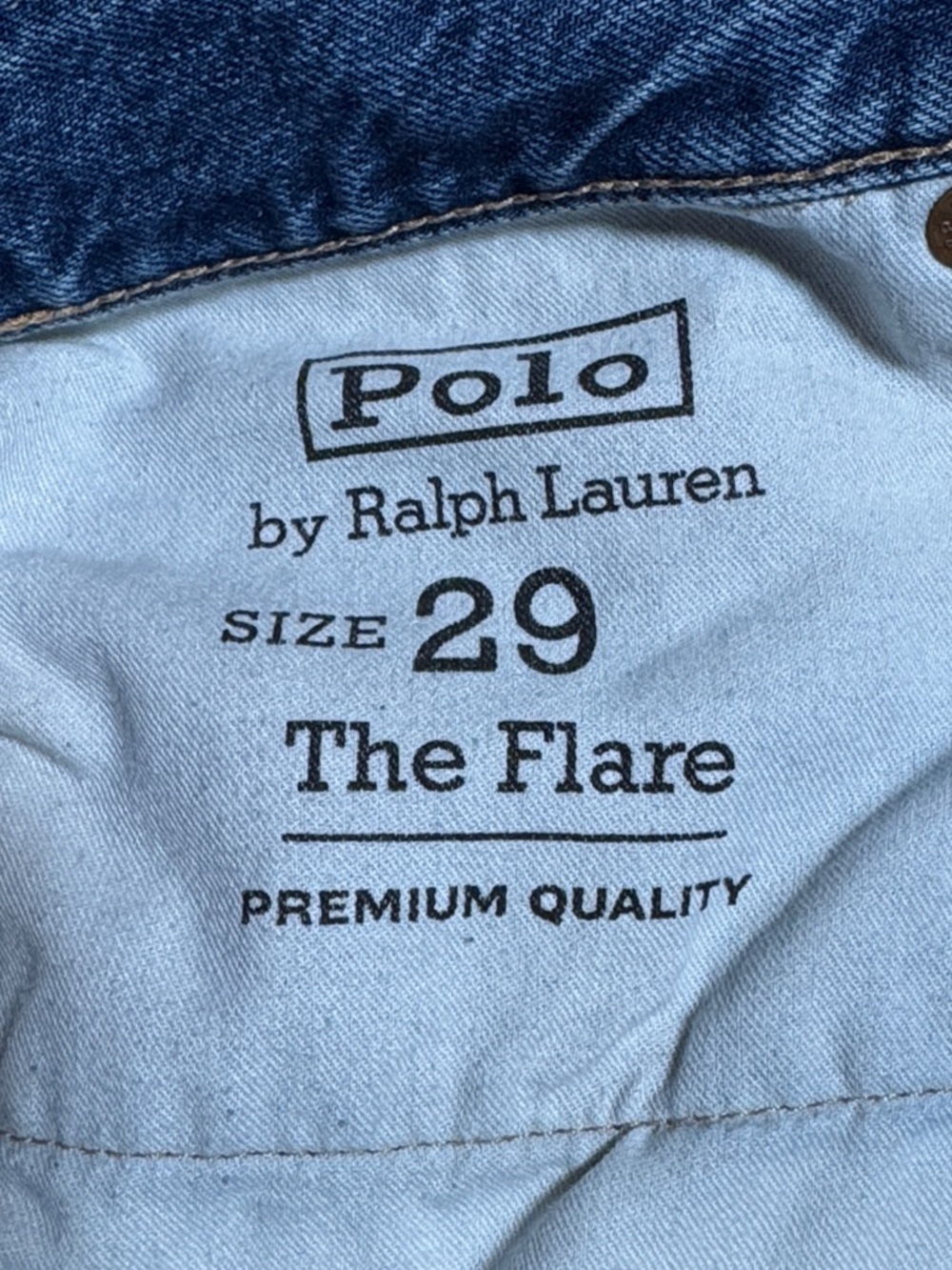POLO by Ralph Lauren Women's Paneled Flare Premium‎ Denim Jeans Raw Hem Boho 29 - Picture 13 of 14